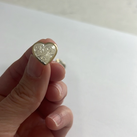 Gold and silver heart shaped earrings - Picture 2 of 2